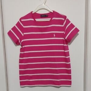 Polo by Ralph Lauren Womens Bright Pink Striped Tee